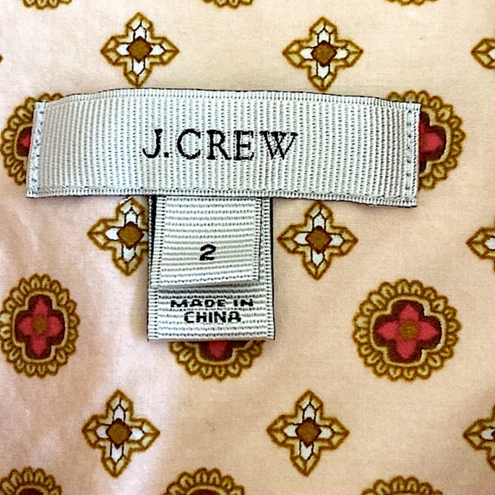 J. Crew Pink Red Gold Geometric SZ 2 Modern Contemporary Preppy Retro Office Top - Picture 8 of 10